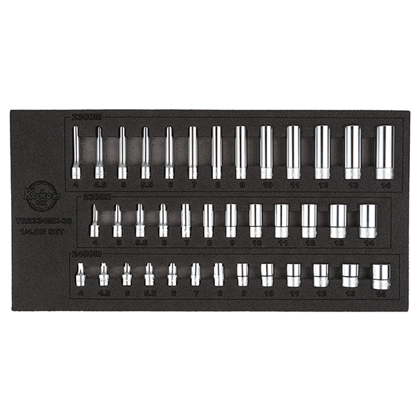 Koken TR2334MX-38 1/4'' Dr. 38-Piece standard, semi & deep socket set